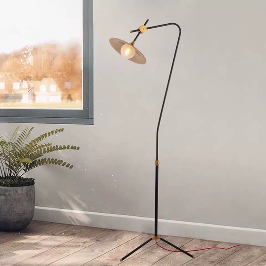 Торшер, золото, черный, Grasshopper 46*187, светодиодный, E27, металл