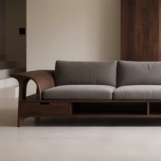 Прямой диван Eva темный орех, ткань, 260*85*80 см