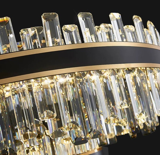 Люстра подвесная BIRGEN 100*23 золото, черный, кристалл, металл, E14.