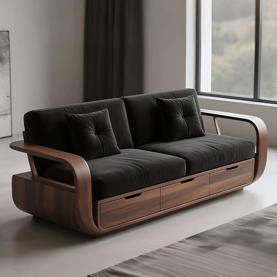 Прямой диван Kayla темный орех, ткань, 180*85*80 см