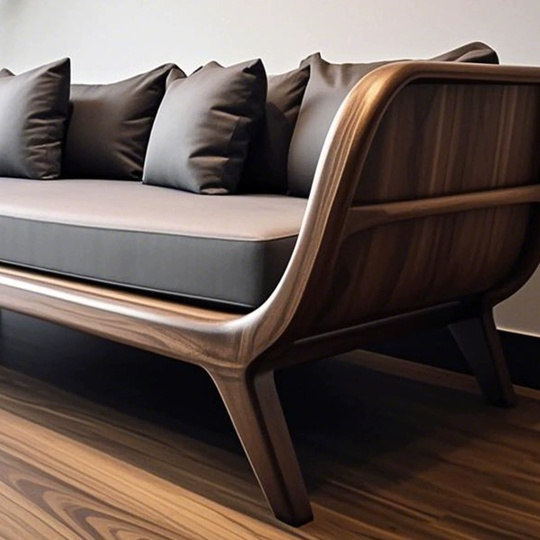 Прямой диван Joanna темный орех, кожа, 220*85*80 см