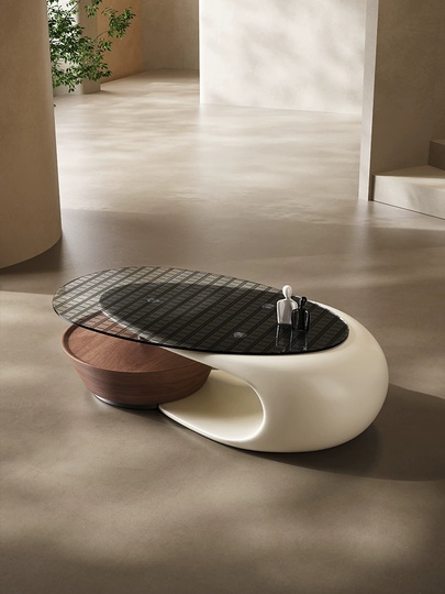 Дизайнерский журнальный стол Ausdy, светлый, современный дизайн, 138х70х37 см.