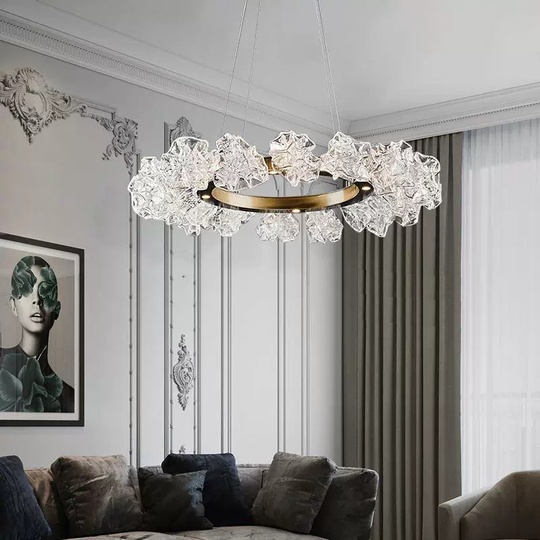 Люстра подвесная медная OKideo, металл, трос 100 см, 80*80 см, LED