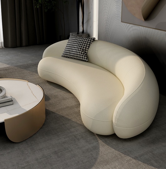 Прямой диван белый Galanti. Ткань из овечьего флиса с деревом, нераскладной, 240х118х68