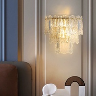 Настенный светильник, БРА WELTER 30*38, медный, прозрачный, стекло, металл, Е14.