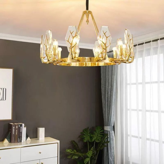 Светильник подвесной медный Elzure, медь, кристалл, 75*55 см, Е14