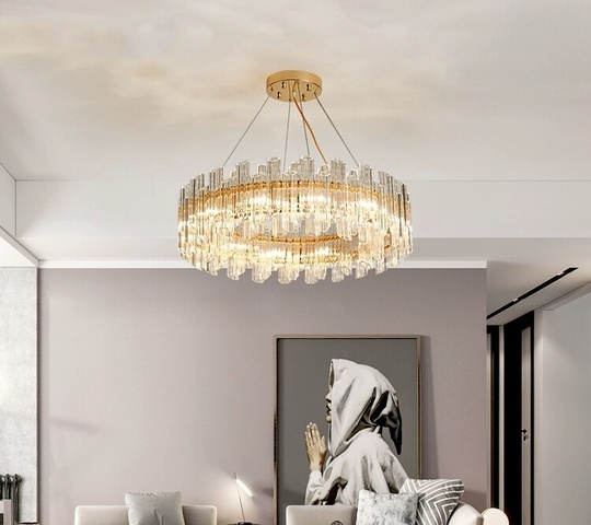 Люстра подвесная ERDEN 100*25 золото, стекло, металл, Е14.