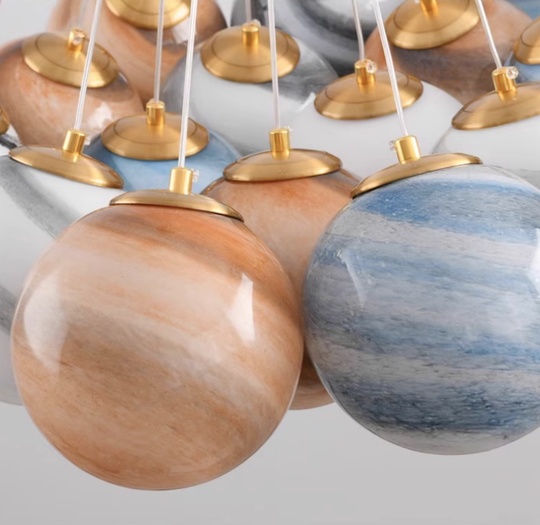 Подвесной светильник Planet, 75 см, 19 плафонов, разноцветный