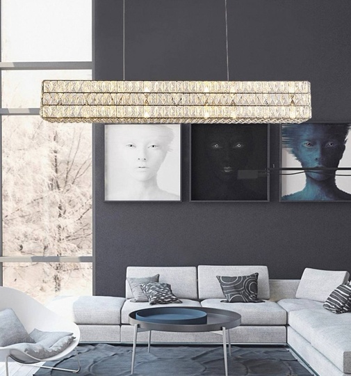 Люстра золотая Elypse, металл, кристалл, 85*17 см, подвесная, E14