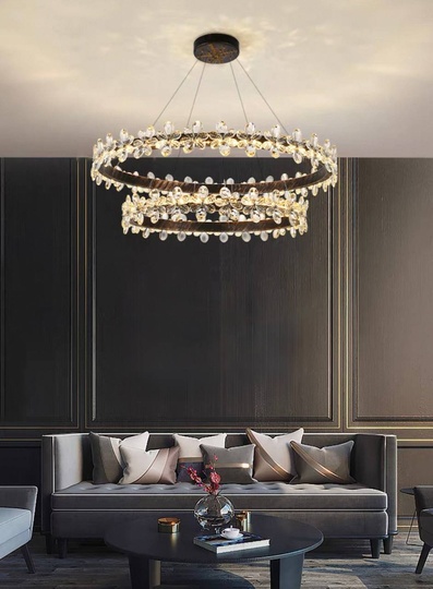 Люстра подвесная, черный, хрусталь, CRISPIN 80*100, металл, LED