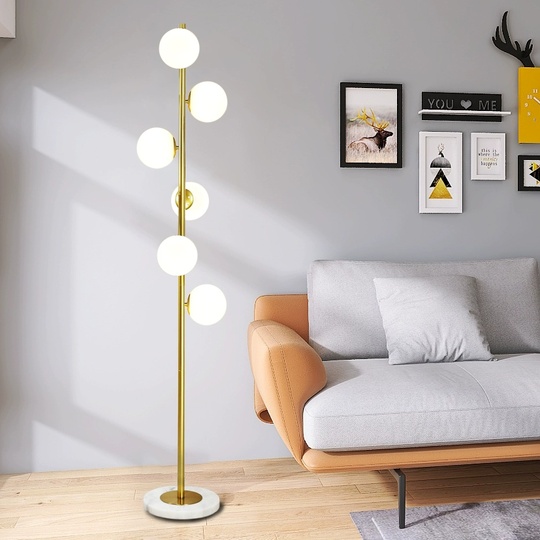 Торшер золото белый Luma, 32*164 см, LED, G9, мрамор металл, 15 Вт