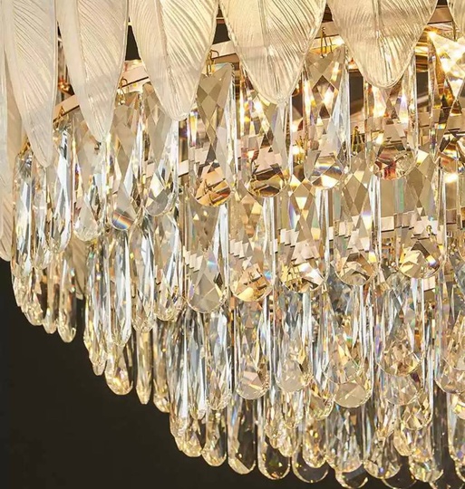 Люстра подвесная AKCICEC 80*35 белый, золото, стекло, металл, Е14.