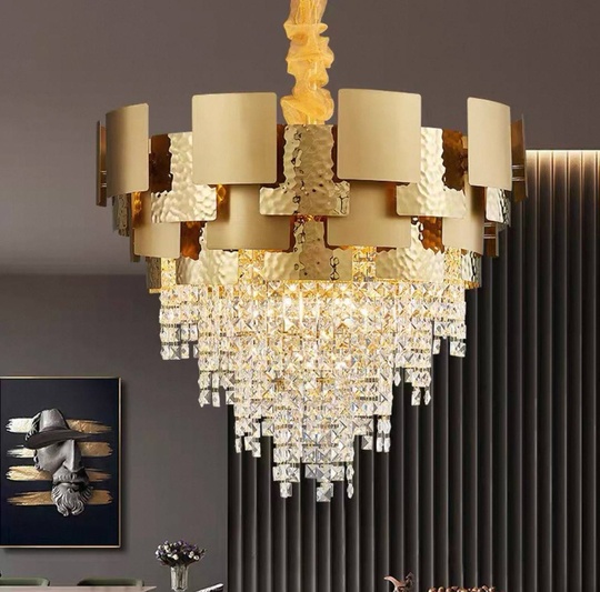 Люстра подвесная золотая Alvirox, металл, хрусталь, 100*66 см, E14