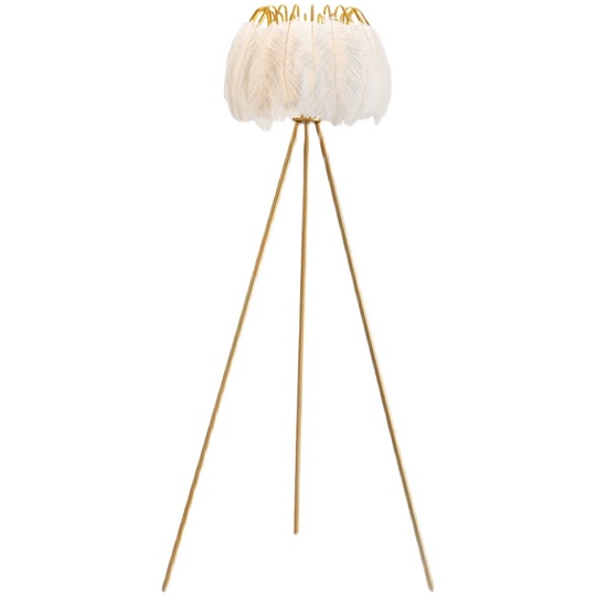 Торшер белый, золото Lumo, 45*45*160 см, светодиодный, E27, металл, перо, 20 Вт