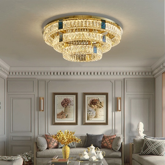 Люстра подвесная CEYHAN 60+80+100 золотой, хрусталь, металл, LED.