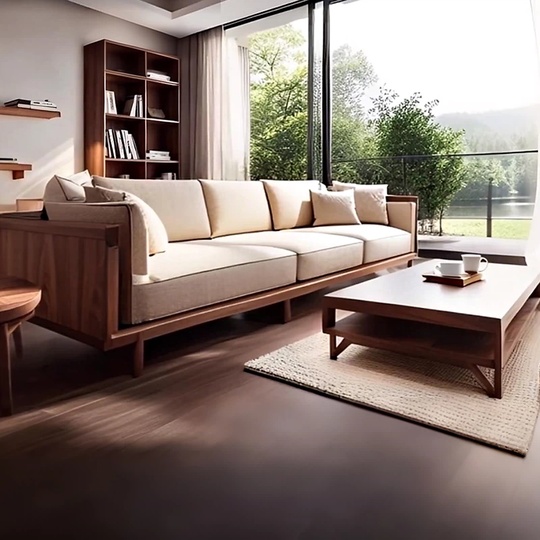 Прямой диван Allen темный орех, ткань, 280*85*80 см