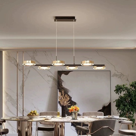 Люстра черная, золото  Elvraze, металл, 100*25 см, светодиодная, LED