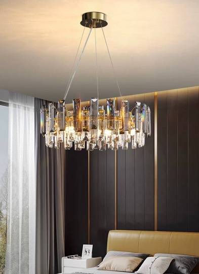 Люстра подвесная ANAR 60*26 золото, кристалл, металл, Е14.