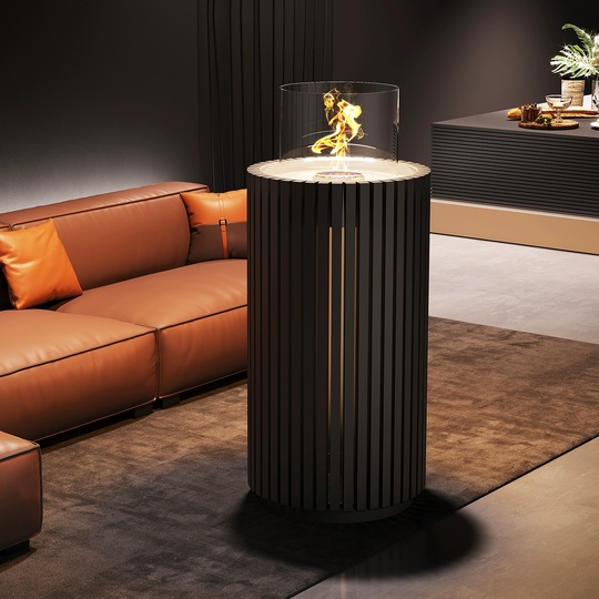 Стильный напольный камин, черный, жидкостный, 60*150 см