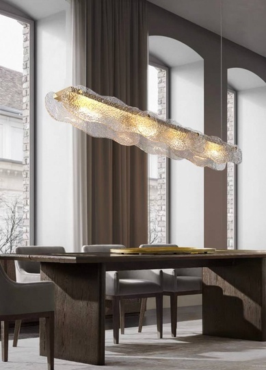 Светильник подвесной бронзовый Alephoid, металл, стекло, трос 150 см, 120*13 см, Е14