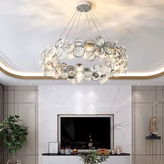 Люстра серебряная Evrynt, металл, 45*20 см, светодиодная, E14