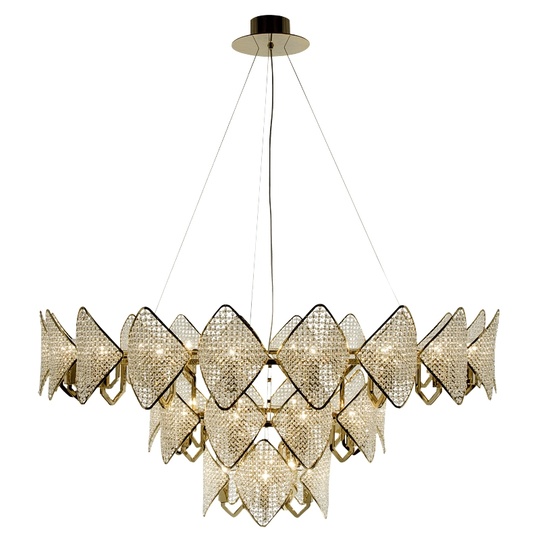 Люстра подвесная, золотой, бусины, ESTER 80*60*40, металл, G4.