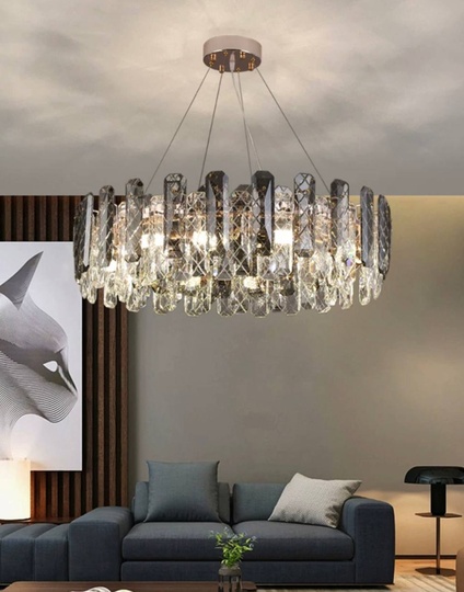 Люстра подвесная AKCICEK 50*22 дымчатый, стекло, металл, Е14.