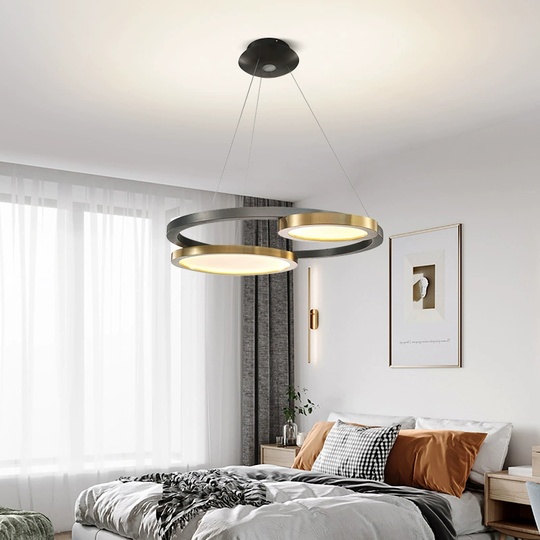 Люстра подвесная, черный, ПММА, BAHA 96*65, металл, LED