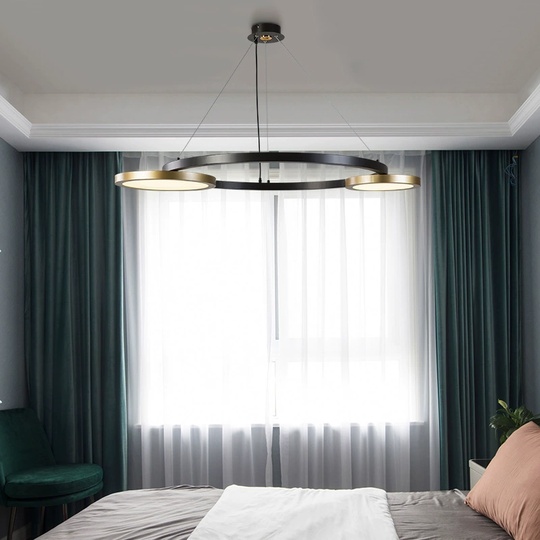 Люстра подвесная, черный, ПММА, BAHA 73*65, металл, LED