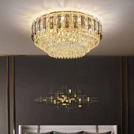 Потолочный светильник, медь, хрусталь, DIANA 40*26 металл, Е14.