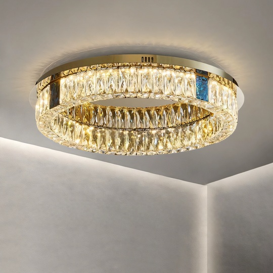 Потолочный светильник, золото, хрусталь, AMELLI 50*13 металл, LED.