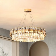 Люстра подвесная ARZU 60*22 золото, кристалл, металл, Е14.