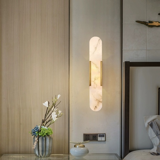 Настенный светильник SASSO, Бра, 10.5*35, бронза, мрамор, металл, G4.