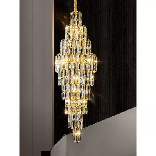 Люстра подвесная, золото, кристалл, HEZEL 70*210 металл, E14.