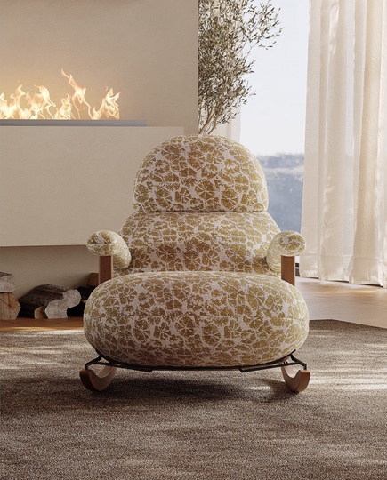 Кресло качалка янтарного цвета Amber, 72*109*86 см, ткань, металл