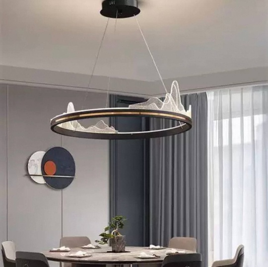 Люстра подвесная, черный, ПММА, CHAD BLACK 80*20, металл, LED