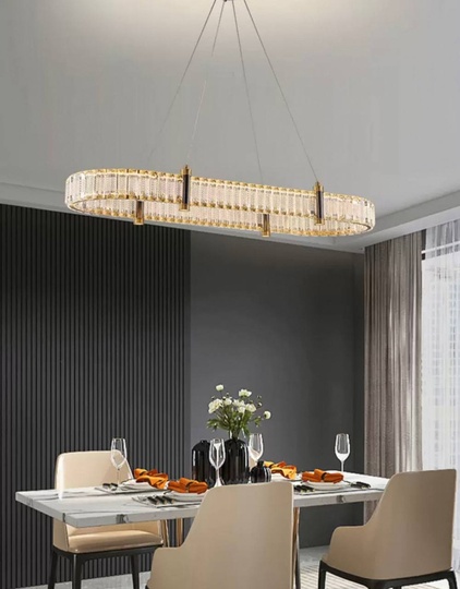 Люстра подвесная CAKIR 90*150 золотой, хрусталь, металл, LED.