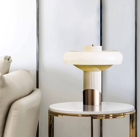 Настольная лампа STEEL 40*42, белый, металл, стекло