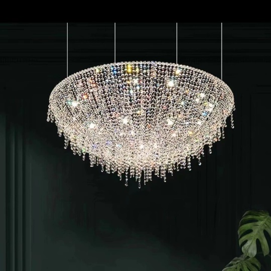 Люстра подвесная, хром, кристалл, ROSIE 120*50 металл, G9.