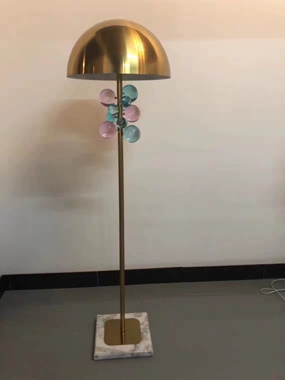 Торшер белый, золото Lume, 45*45*158 см, светодиодный, Е27, мрамор, 15 Вт