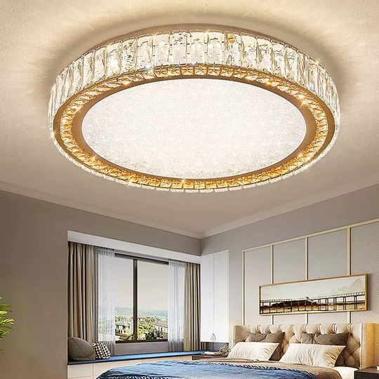 Потолочный светильник, хром, кристалл, GRACE 60*13 металл, LED.