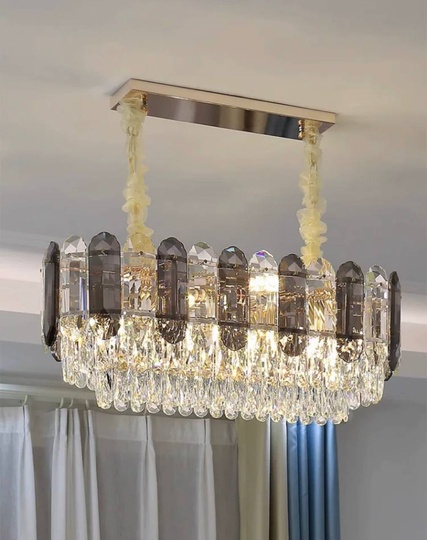 Люстра подвесная BERNA 80*30 дымчатый, стекло, металл, Е14.