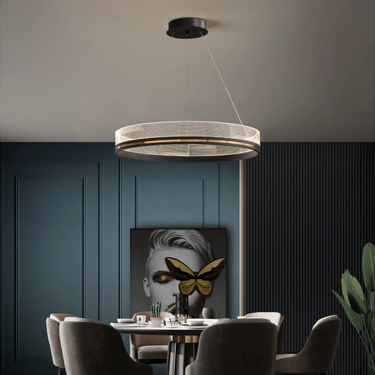 Люстра подвесная, черная, ПММА, MYLES BLACK 60*7, металл, LED