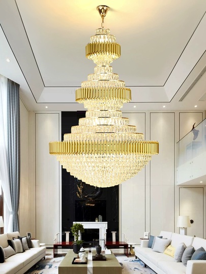 Люстра подвесная, золото, хрусталь,  WHISPER 150*230 металл, E14.