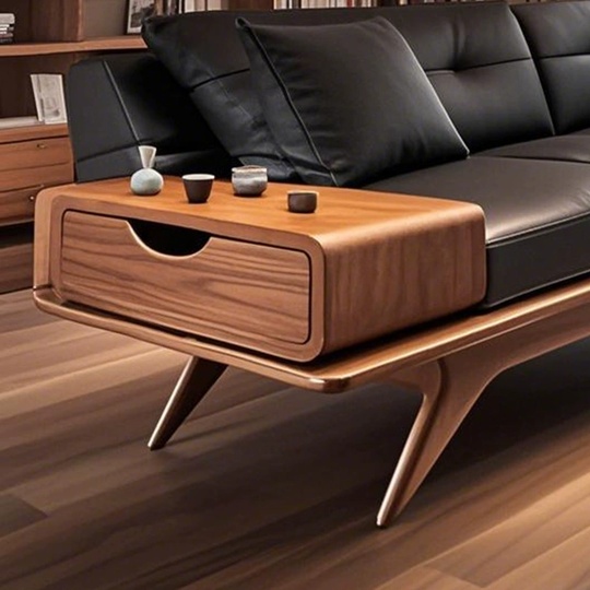 Стильный кожаный диван 240 см – прочный, удобный, массив дерева, цвет ясень, премиум для гостиной и офиса