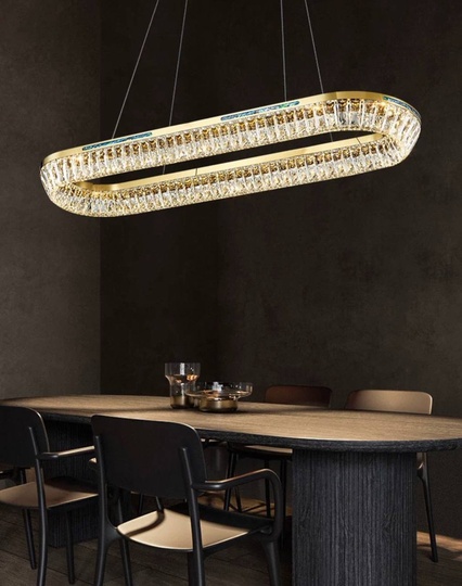 Люстра подвесная CANDAN 80*180 золотой, хрусталь, металл, LED.