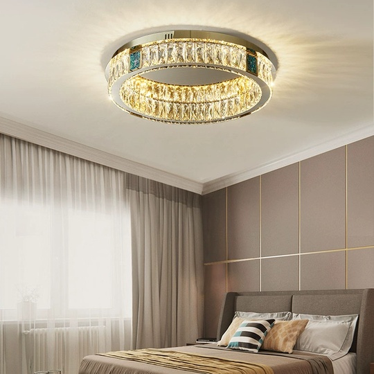 Люстра подвесная CENNET 40*12 золотой, хрусталь, металл, LED.