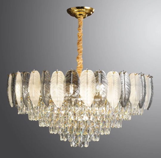 Люстра подвесная AKKUTLU 40*31 белый пепел, стекло, металл, Е14.