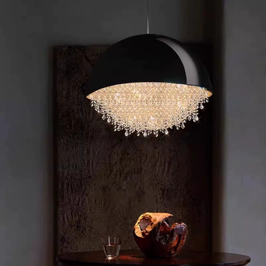 Люстра подвесная, серебро, черный, кристалл, SALENA BLACK 70*79 металл, LED.