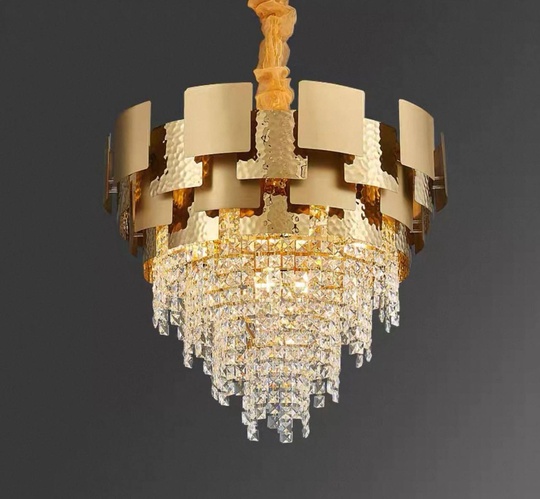 Люстра подвесная золотая Alvirox, металл, хрусталь, 58*48 см, E14